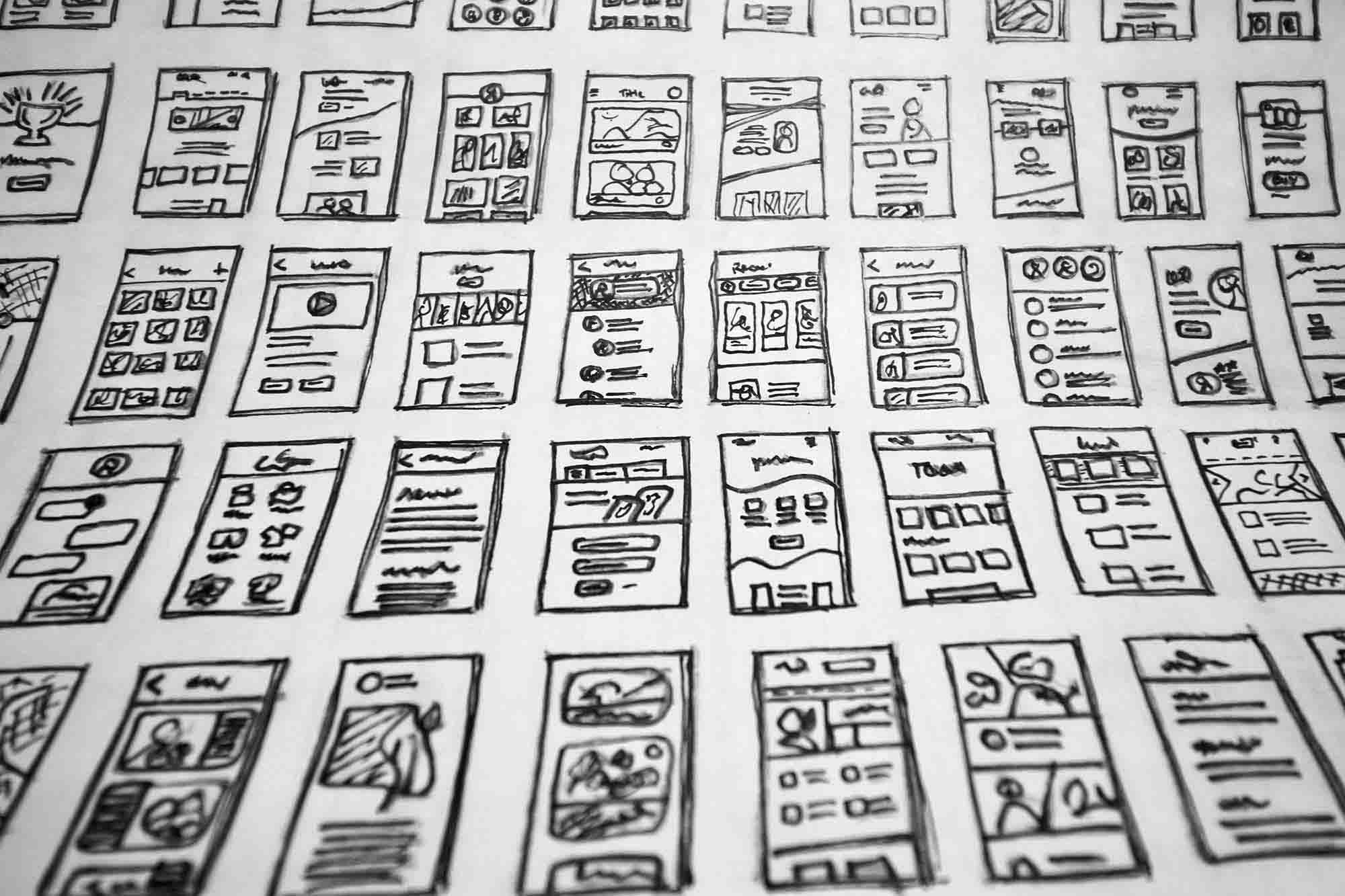 UI設計流程從訪談結束後開始,了解使用者意圖,進行草圖繪製、wireframe、component、最後精稿,再進行使用者測試、修改,不斷的迭代